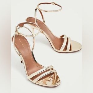 Zara Golden Strappy High Heel Sandals